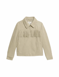 Suedette Fringed Jacket -M&S suedette fringed jacket