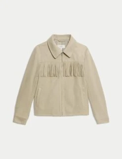 Suedette Fringed Jacket -M&S suedette fringed jacket 6