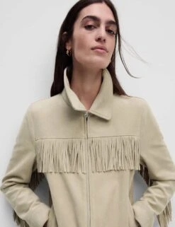 Suedette Fringed Jacket -M&S suedette fringed jacket 9