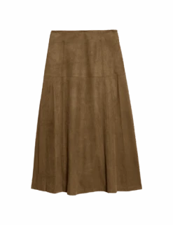 Suedette Midaxi A-Line Skirt -M&S suedette midaxi a line skirt