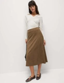 Suedette Midaxi A-Line Skirt -M&S suedette midaxi a line skirt 5