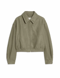 Suedette Relaxed Harrington Jacket -M&S suedette relaxed harrington jacket