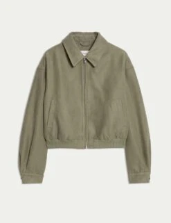 Suedette Relaxed Harrington Jacket -M&S suedette relaxed harrington jacket 6
