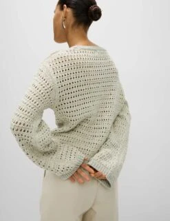 Textured Crew Neck Jumper With Cotton -M&S textured crew neck jumper with cotton 10