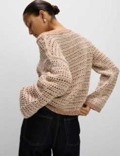 Textured Crew Neck Jumper With Cotton -M&S textured crew neck jumper with cotton 15