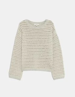Textured Crew Neck Jumper With Cotton -M&S textured crew neck jumper with cotton 6