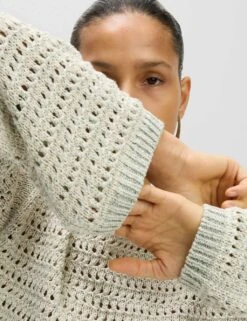 Textured Crew Neck Jumper With Cotton -M&S textured crew neck jumper with cotton 9