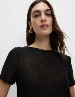 Textured Crew Neck Knitted Top -M&S textured crew neck knitted top 11