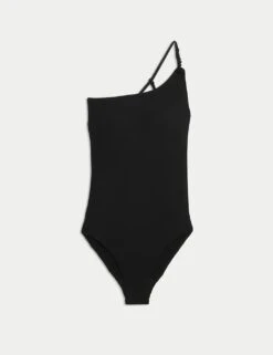 Textured One Shoulder Padded Swimsuit -M&S textured one shoulder padded swimsuit 5