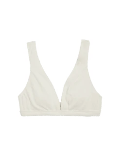 Textured Padded Plunge V-Neck Bikini Top -M&S textured padded plunge v neck bikini top 1