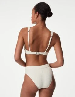 Textured Padded Plunge V-Neck Bikini Top -M&S textured padded plunge v neck bikini top 12