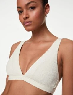 Textured Padded Plunge V-Neck Bikini Top -M&S textured padded plunge v neck bikini top 15