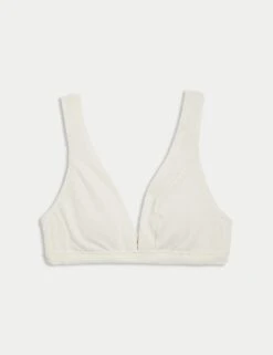 Textured Padded Plunge V-Neck Bikini Top -M&S textured padded plunge v neck bikini top 16