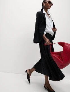 Textured Pleated Midi Slip Skirt -M&S textured pleated midi slip skirt 10