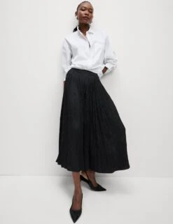Textured Pleated Midi Slip Skirt -M&S textured pleated midi slip skirt 7