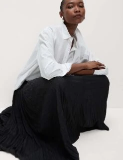 Textured Pleated Midi Slip Skirt -M&S textured pleated midi slip skirt 8