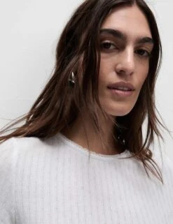 Textured Pointelle T-Shirt -M&S textured pointelle t shirt 4