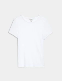 Textured Pointelle T-Shirt -M&S textured pointelle t shirt 6