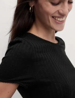 Textured Pointelle T-Shirt -M&S textured pointelle t shirt 9