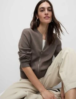 Textured Relaxed Fit Bomber Cardigan 34 Textured Relaxed Fit Bomber Cardigan -M&S textured relaxed fit bomber cardigan 11