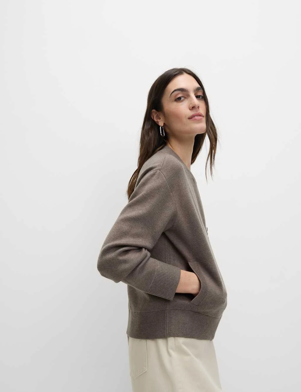 Textured Relaxed Fit Bomber Cardigan 16 Textured Relaxed Fit Bomber Cardigan - Image 14