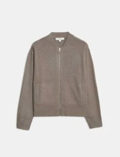 Textured Relaxed Fit Bomber Cardigan 30 Textured Relaxed Fit Bomber Cardigan -M&S textured relaxed fit bomber cardigan 8