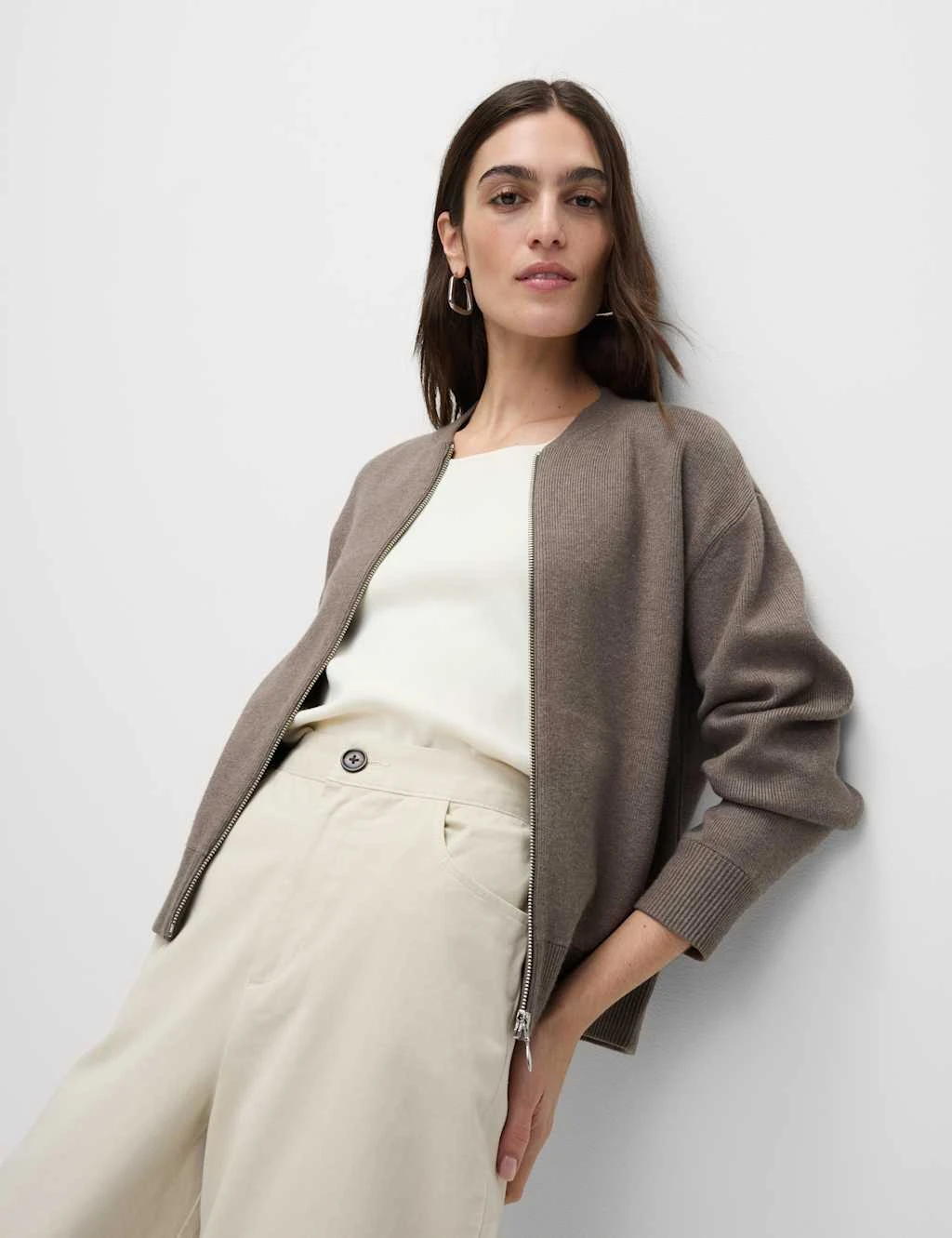 Textured Relaxed Fit Bomber Cardigan 12 Textured Relaxed Fit Bomber Cardigan - Image 10