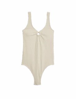 Textured Ring Detail Scoop Neck Swimsuit -M&S textured ring detail scoop neck swimsuit