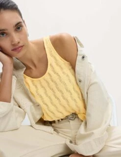 Textured Cropped Vest -M&S textured scoop neck crop vest top with cotton 2