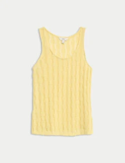 Textured Cropped Vest -M&S textured scoop neck crop vest top with cotton