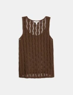 Textured Cropped Vest -M&S textured scoop neck crop vest top with cotton 6