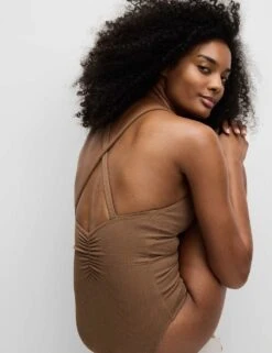 Textured Scoop Neck Cross Back Swimsuit -M&S textured scoop neck cross back swimsuit 10