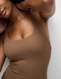 Textured Scoop Neck Cross Back Swimsuit -M&S textured scoop neck cross back swimsuit 12