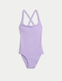 Textured Scoop Neck Cross Back Swimsuit -M&S textured scoop neck cross back swimsuit 15