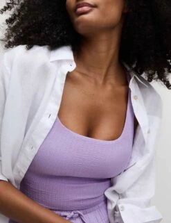 Textured Scoop Neck Cross Back Swimsuit -M&S textured scoop neck cross back swimsuit 16