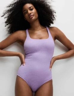 Textured Scoop Neck Cross Back Swimsuit -M&S textured scoop neck cross back swimsuit 17