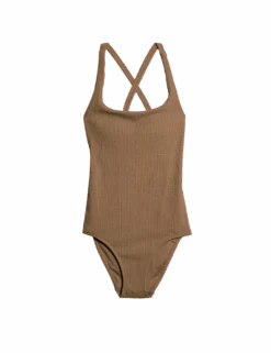 Textured Scoop Neck Cross Back Swimsuit -M&S textured scoop neck cross back swimsuit