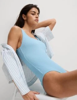 Textured Scoop Neck Swimsuit -M&S textured scoop neck swimsuit 10