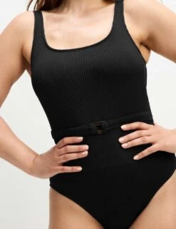 Post Surgery Tummy Control Belted Swimsuit -M&S textured scoop neck swimsuit 17