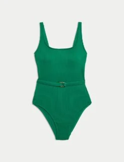 Post Surgery Tummy Control Belted Swimsuit -M&S textured scoop neck swimsuit 22