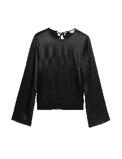 Tie Detail Long Sleeve Top -M&S tie detail long sleeve top 1