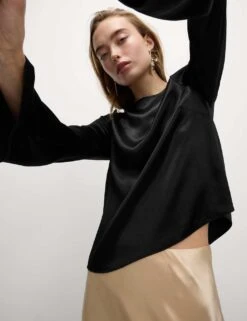 Tie Detail Long Sleeve Top -M&S tie detail long sleeve top 11