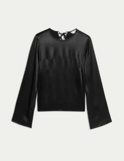 Tie Detail Long Sleeve Top -M&S tie detail long sleeve top 13