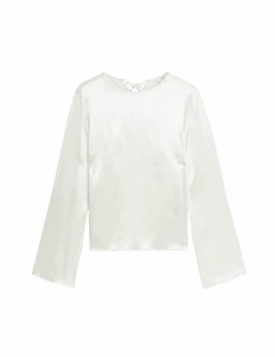 Tie Detail Long Sleeve Top -M&S tie detail long sleeve top