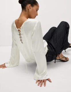 Tie Detail Long Sleeve Top -M&S tie detail long sleeve top 6