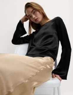 Tie Detail Long Sleeve Top -M&S tie detail long sleeve top 8