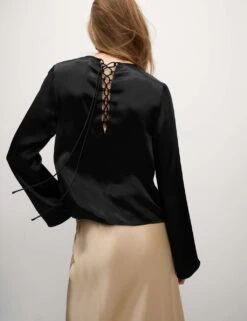 Tie Detail Long Sleeve Top -M&S tie detail long sleeve top 9