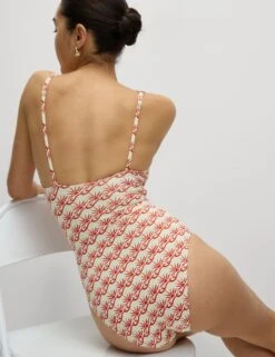 360 Tummy Control Printed Plunge Swimsuit -M&S tummy control printed padded plunge swimsuit 11