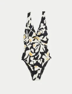360 Tummy Control Printed Plunge Swimsuit -M&S tummy control printed padded plunge swimsuit 4