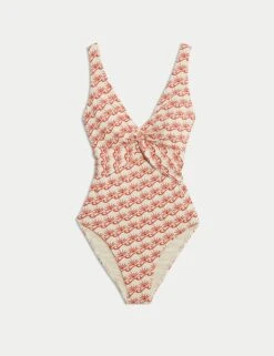 360 Tummy Control Printed Plunge Swimsuit -M&S tummy control printed padded plunge swimsuit 9